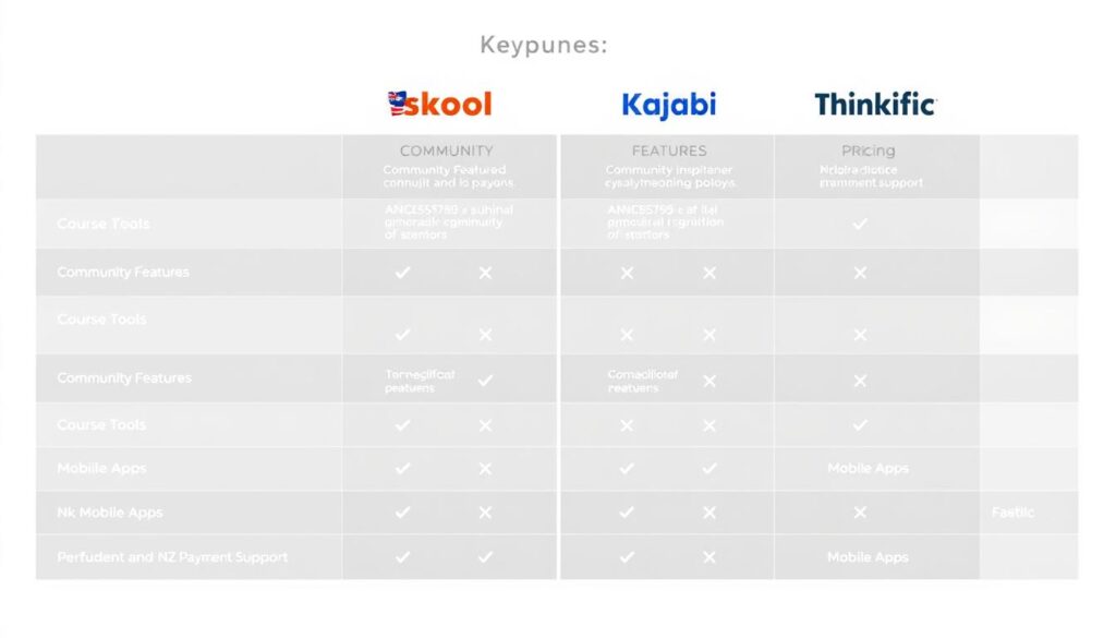 Comparison of Skool vs other platforms popular in New Zealand